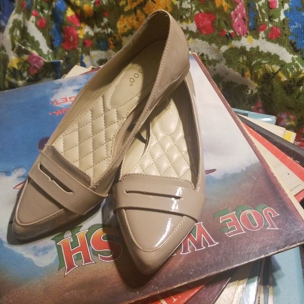 Bamboo flats nudge penny loafers pointed toe